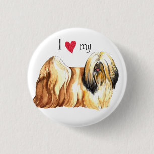 Ich Liebe mein Lhasa Apso Button