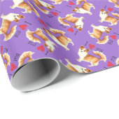 Ich Liebe mein Long Coat Chihuahua Geschenkpapier (Rolleneckpunkt)