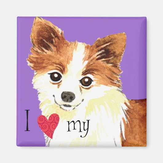 Ich Liebe mein Long Coat Chihuahua Magnet (Vorne)