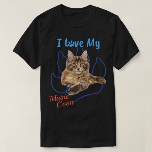 Ich Liebe mein Maine Coon Best Cat Lover Paw Print T-Shirt (Design vorne)