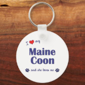 Ich Liebe mein Maine Coon (Weibliche Katze) Schlüsselanhänger (Vorderseite)