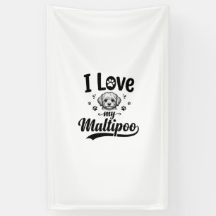 Ich liebe mein Maltipoo Vintage Gravur Hund Design Banner