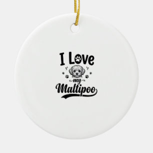Ich liebe mein Maltipoo Vintage Gravur Hund Design Keramik Ornament