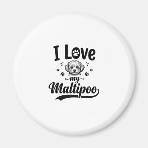 Ich liebe mein Maltipoo Vintage Gravur Hund Design Magnet