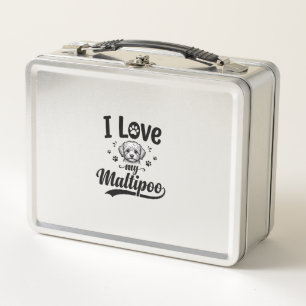 Ich liebe mein Maltipoo Vintage Gravur Hund Design Metall Brotdose