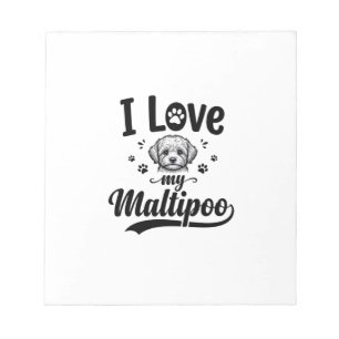 Ich liebe mein Maltipoo Vintage Gravur Hund Design Notizblock