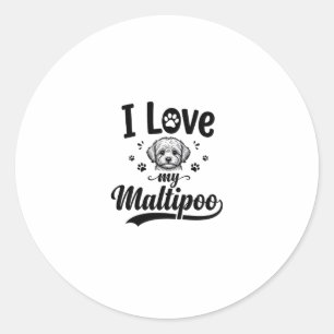 Ich liebe mein Maltipoo Vintage Gravur Hund Design Runder Aufkleber