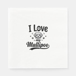 Ich liebe mein Maltipoo Vintage Gravur Hund Design Serviette