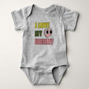 Ich Liebe mein Mama Doodle 70er Niedlich Gelb Grün Baby Strampler
