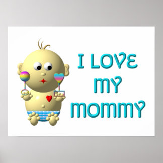 Ich Liebe mein Mami Bouncing Baby mit Herz & Klamm Poster