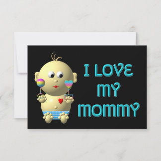Ich Liebe mein Mami Bouncing Baby mit Herz & Klamm RSVP Karte
