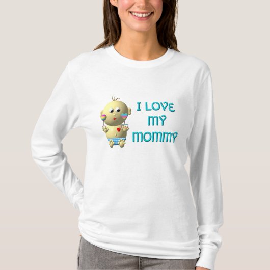 Ich Liebe mein Mami Bouncing Baby mit Herz & Klamm T-Shirt (Vorderseite)