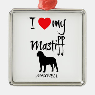 Ich Liebe mein Mastiff Hund Ornament Aus Metall