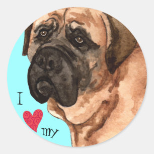 Ich Liebe mein Mastiff Runder Aufkleber