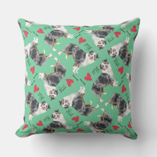 Ich Liebe mein Mini-Amerikanischer Hirte Kissen Für Draußen