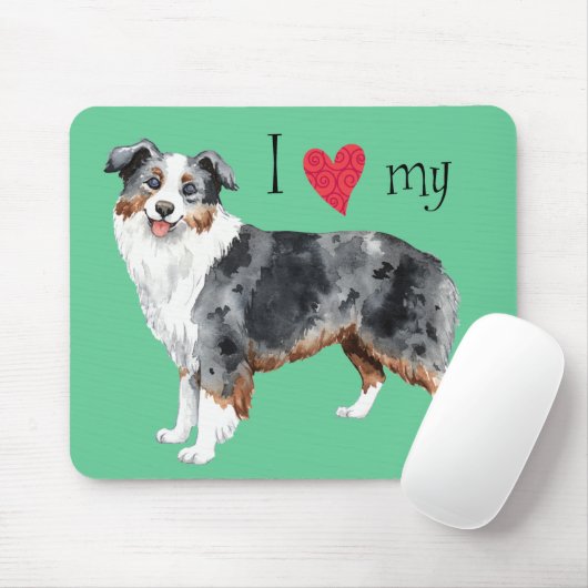 Ich Liebe mein Mini-Amerikanischer Hirte Mousepad (Mit Mouse)
