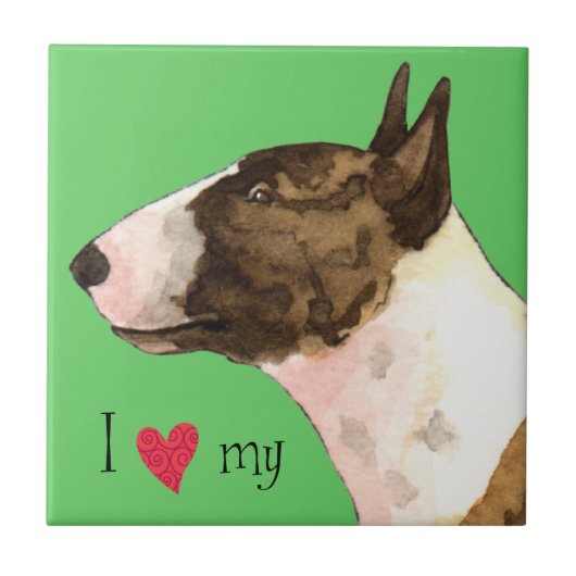 Ich Liebe mein Mini Bull Terrier Fliese (Vorderseite)
