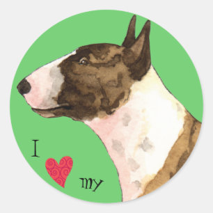 Ich Liebe mein Mini Bull Terrier Runder Aufkleber