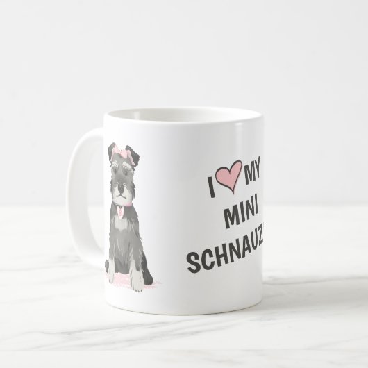 Ich Liebe mein Mini Schnauzer Kaffeetasse (Vorderseite Links)