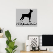 Ich Liebe Mein Miniaturpinscher in der Silhouette Poster (Heimbüro)