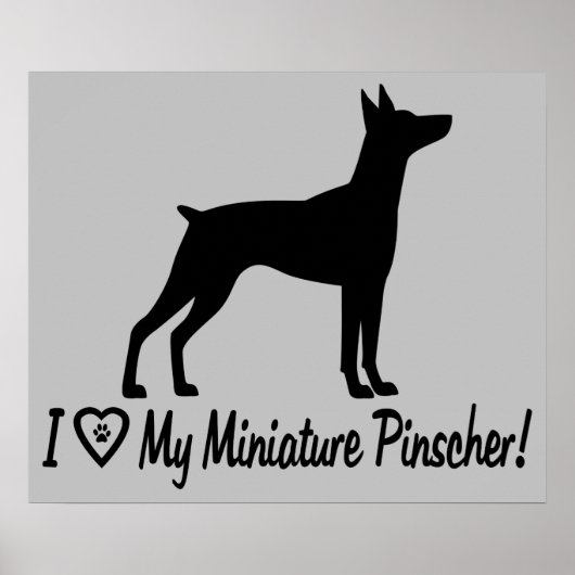 Ich Liebe Mein Miniaturpinscher in der Silhouette Poster (Vorne)
