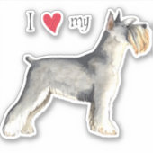 Ich Liebe mein Miniaturschnauzer Vinyl Sticker (Vorderseite)