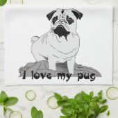Ich Liebe mein Mops Teetuch Geschirrtuch (Gefaltet)