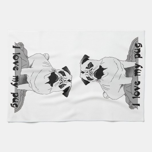 Ich Liebe mein Mops Teetuch Geschirrtuch (Horizontal)