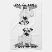 Ich Liebe mein Mops Teetuch Geschirrtuch (Vertikal)