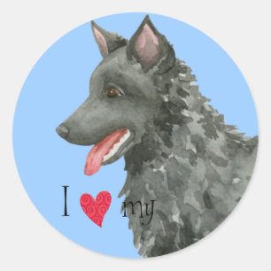 Ich Liebe mein Mudi Runder Aufkleber