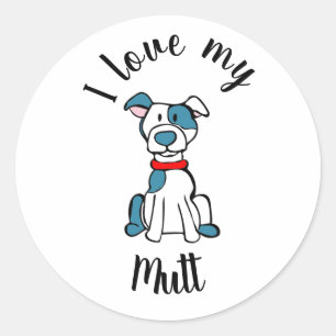 Ich Liebe mein Mutt Runder Aufkleber