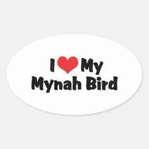 Ich liebe mein Mynah-Vogel mit Herz - Vogelliebhab Ovaler Aufkleber