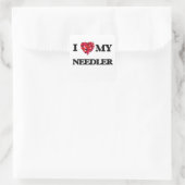 Ich Liebe mein Needler Quadratischer Aufkleber (Tasche)