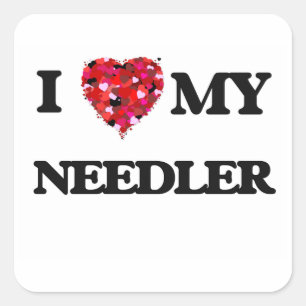 Ich Liebe mein Needler Quadratischer Aufkleber