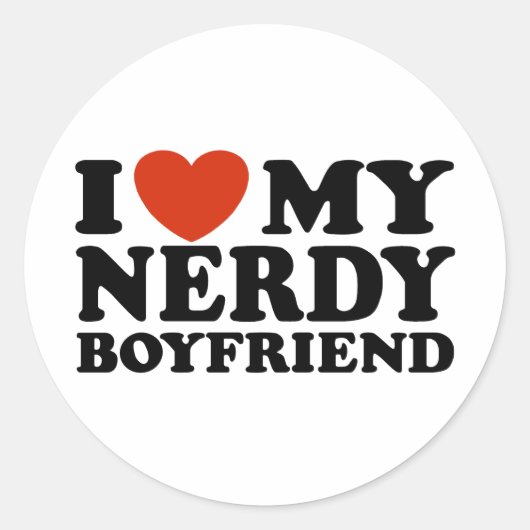 Ich Liebe mein Nerdy Boyfriend Runder Aufkleber (Vorderseite)