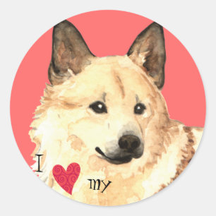 Ich Liebe mein norwegisches Buhund Runder Aufkleber
