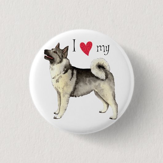Ich Liebe mein norwegisches Elkhound Button (Vorderseite)