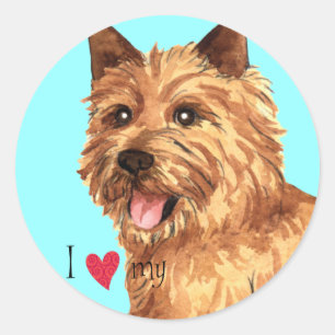 Ich Liebe mein Norwich Terrier Runder Aufkleber
