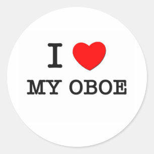 Ich Liebe mein Oboe Runder Aufkleber
