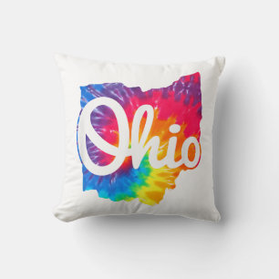 Ich liebe mein Ohio-Heim Schriftzug Tie Dye Ohio Kissen