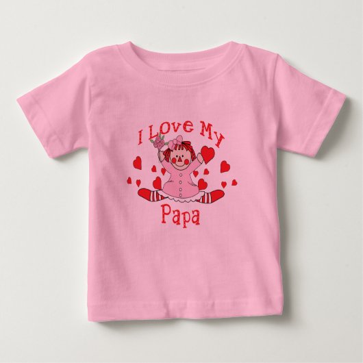 Ich Liebe mein Papa Rag Puppen & Herz Baby T-shirt (Vorderseite)