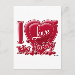 Ich Liebe Mein Papa rot - Herz Postkarte