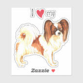 Ich Liebe mein Papillon Vinyl Sticker (Blatt)