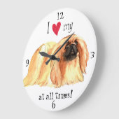 Ich Liebe mein Pekingese Große Wanduhr (Winkel)