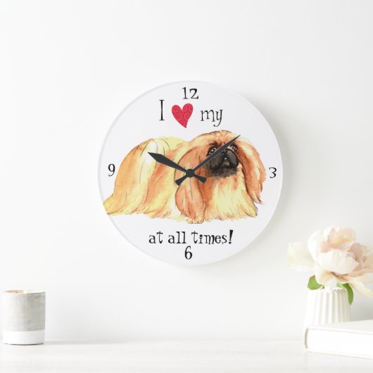 Ich Liebe mein Pekingese Große Wanduhr (Zuhause)
