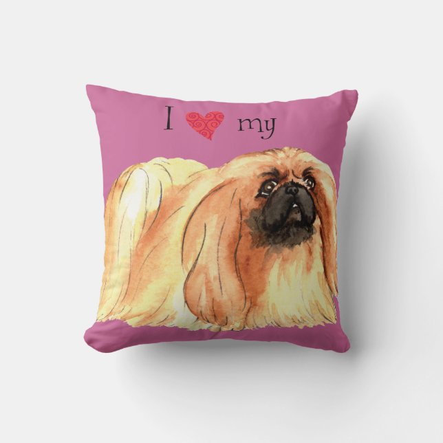 Ich Liebe mein Pekingese Kissen (Vorderseite)