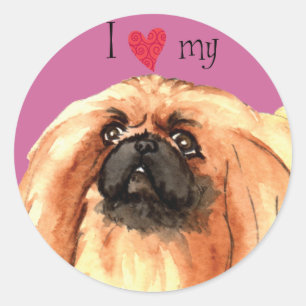 Ich Liebe mein Pekingese Runder Aufkleber