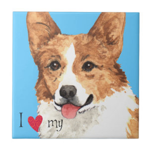 Ich Liebe mein Pembroke Welsh Corgi Fliese