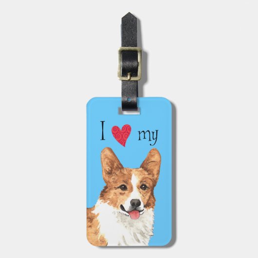 Ich Liebe mein Pembroke Welsh Corgi Gepäckanhänger (Vorderseite vertikal)