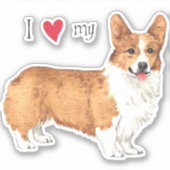 Ich Liebe mein Pembroke Welsh Corgi Vinyl Sticker (Vorderseite)